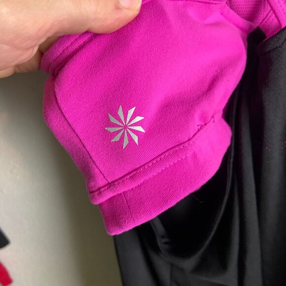 Athleta Size Medium Black Hot Pink Solace Support Tank Top Built in Bra Yoga - Picture 3 of 6